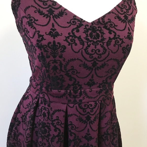 Ixia Burgundy Fit and Flare Mini Dress Size Small - Picture 2 of 7